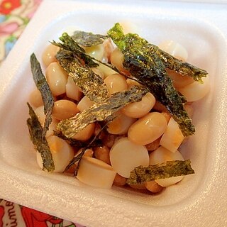 青じそドレで　チーカマと大豆と海苔の納豆♬